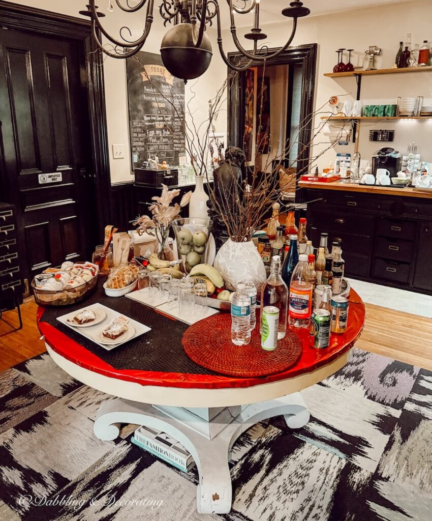 Inside the breakfast room of The Made INN Vermont while antiquing in Burlington, Vermont.