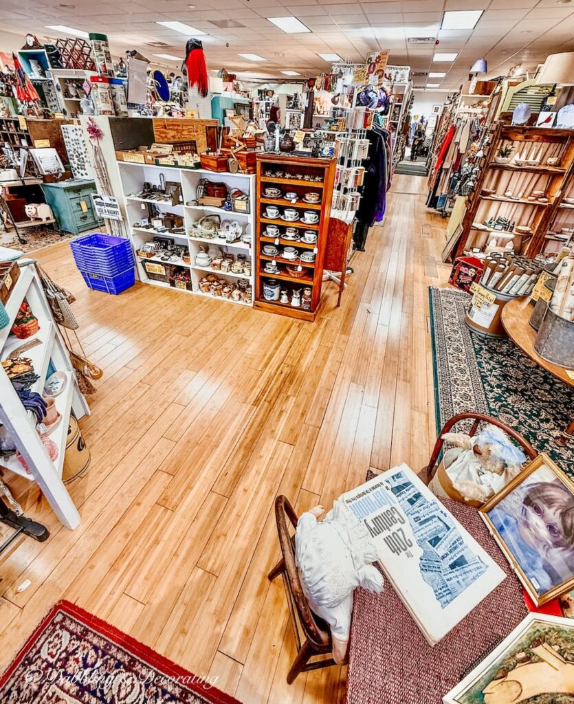 Inside view of The Vintage Inspired Market antiquing in Burlington, Vermont.