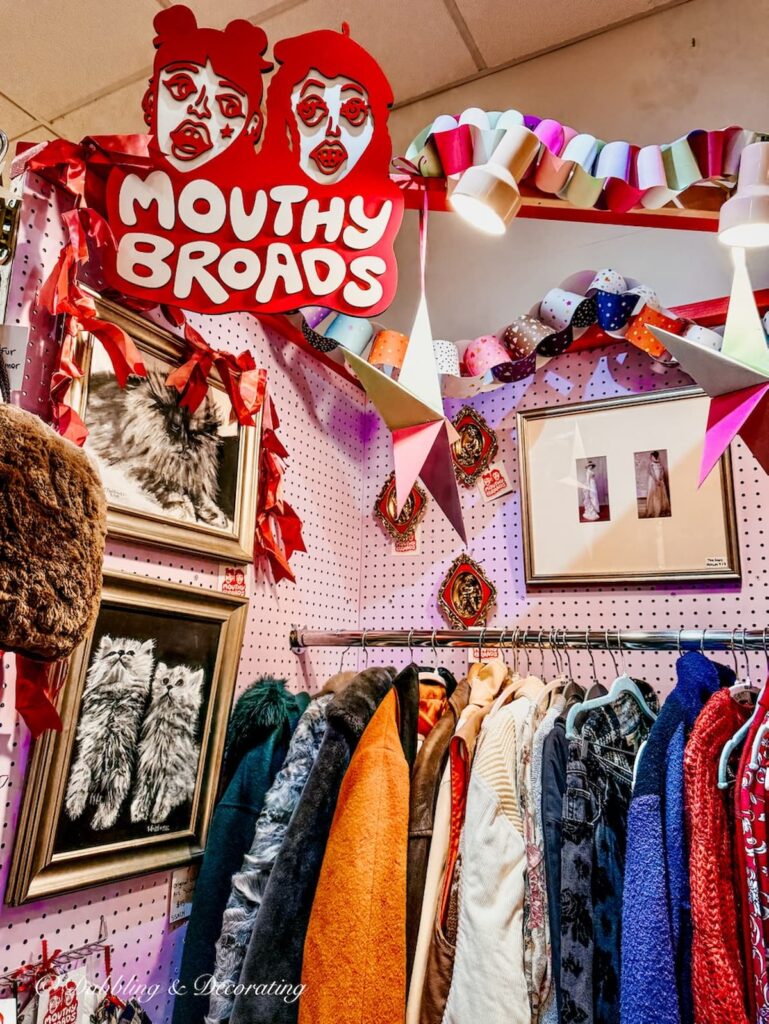 The Mouthy Broads vintage booth inside The Vintage Inspired Marketplace antiquing in Burlington, Vermont.
