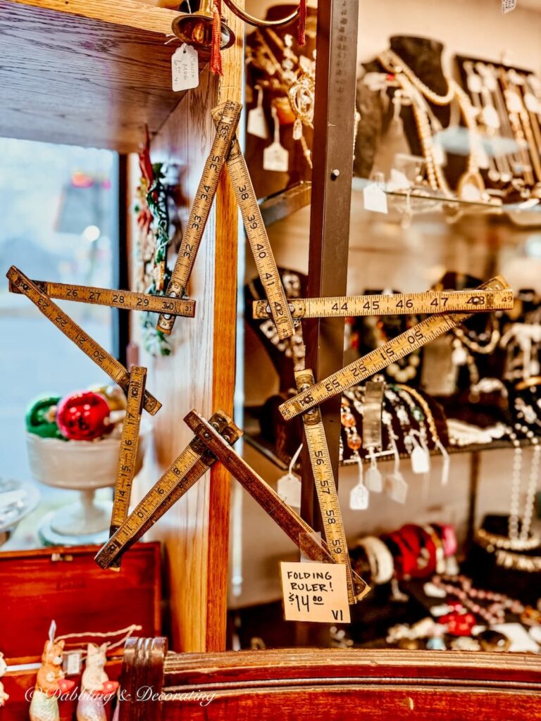 Vintage ruler made into a Christmas Star at The Vintage Inspired Market antiquing in Burlington, Vermont.
