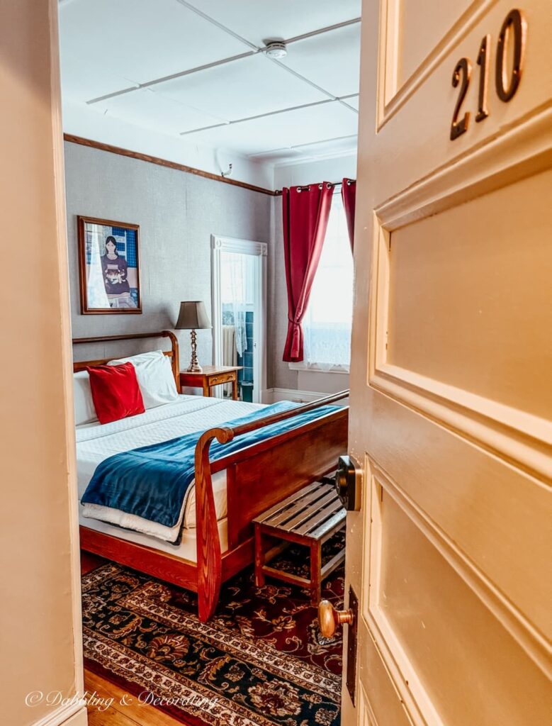 Guest bedroom, room 210 in The Brandon Inn in Brandon, Vermont.