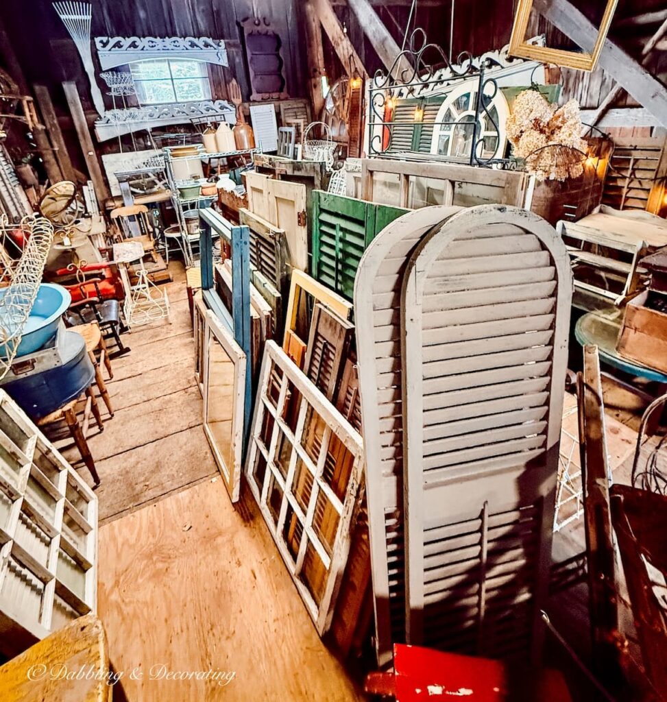 Inside The Perfect Image Barn filled with architectural salvaged in Pittsford, Vermont.