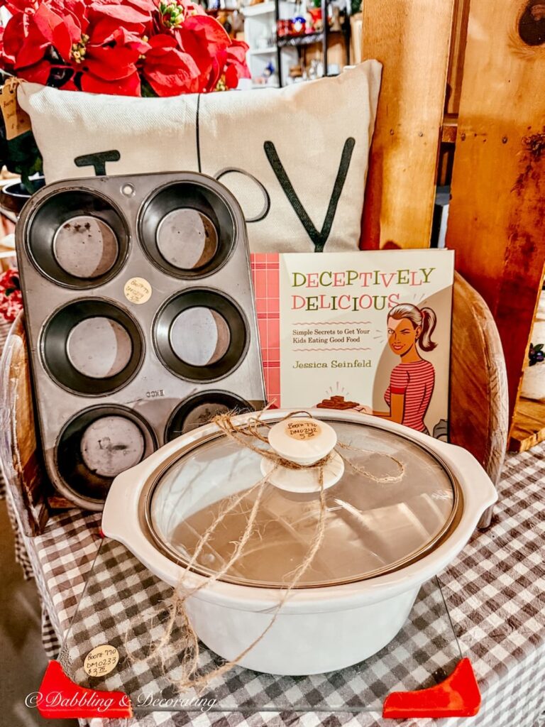 Vintage kitchen items on display at The Willows Indoor Flea Market in Maine.