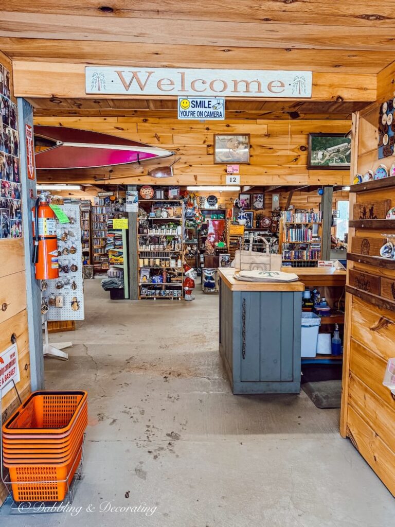 Entry way to the first warehouse at The Willows Indoor Flea Market in Mechanic Falls, Maine.