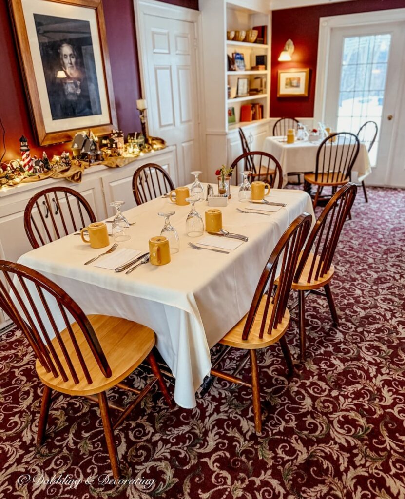 Dining room inside the Quechee Inn at Marshland Farm Vermont.