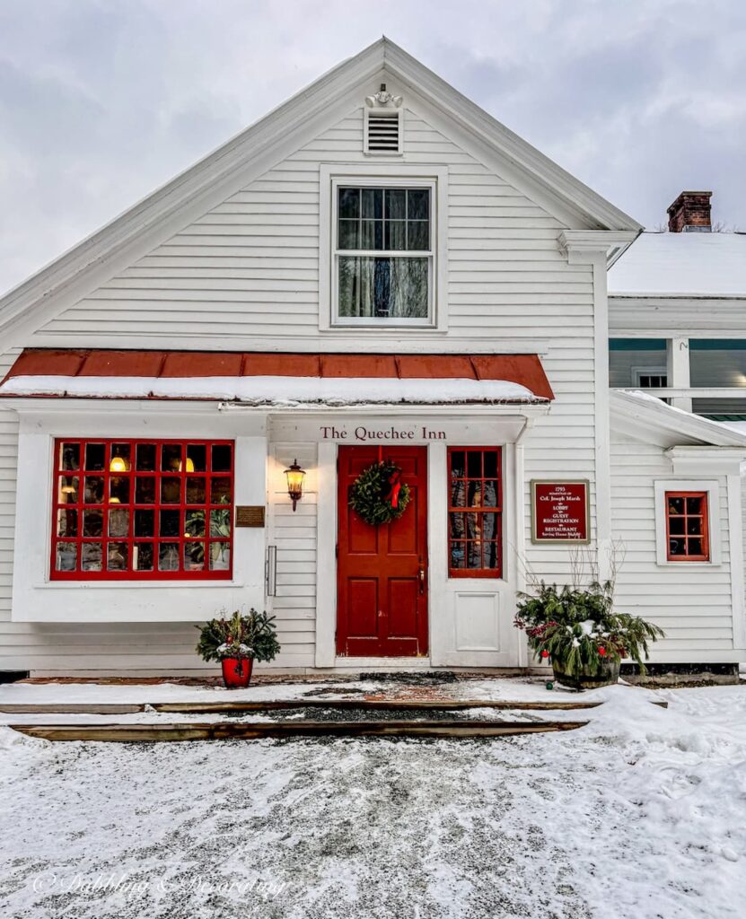 Quechee Inn at Marshland Farm during winter's snow.