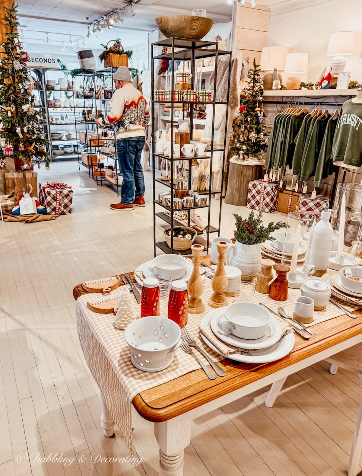 A view of the Farmhouse Pottery store inside in Woodstock, Vermont.