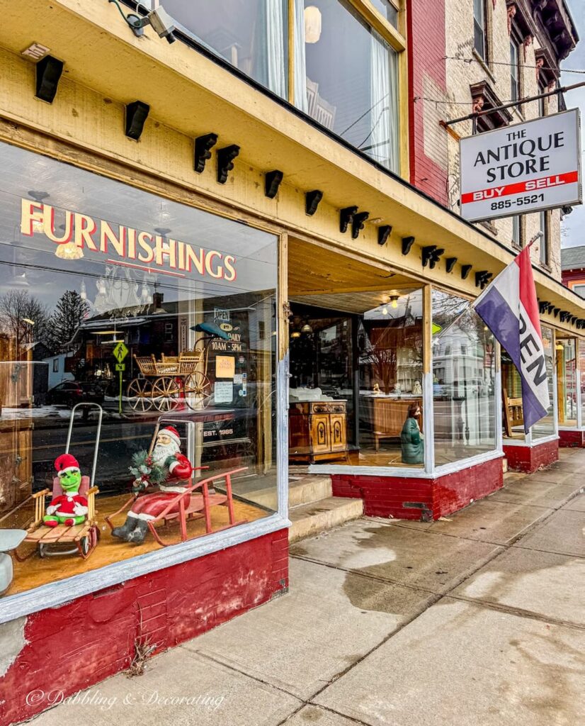 The Antique Store in downtown Ballston Spa, New York storefront.