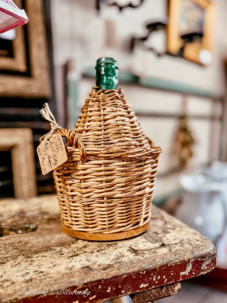 Small vintage demijohn in antique store in Saratoga Springs.