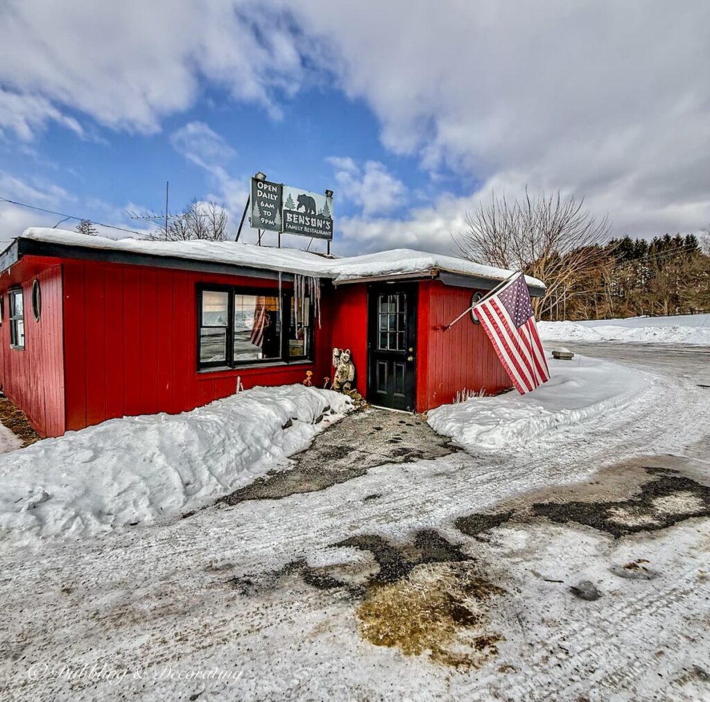 Benson's Family Restaurant in Eagle Bridge, New York during winter's snow.