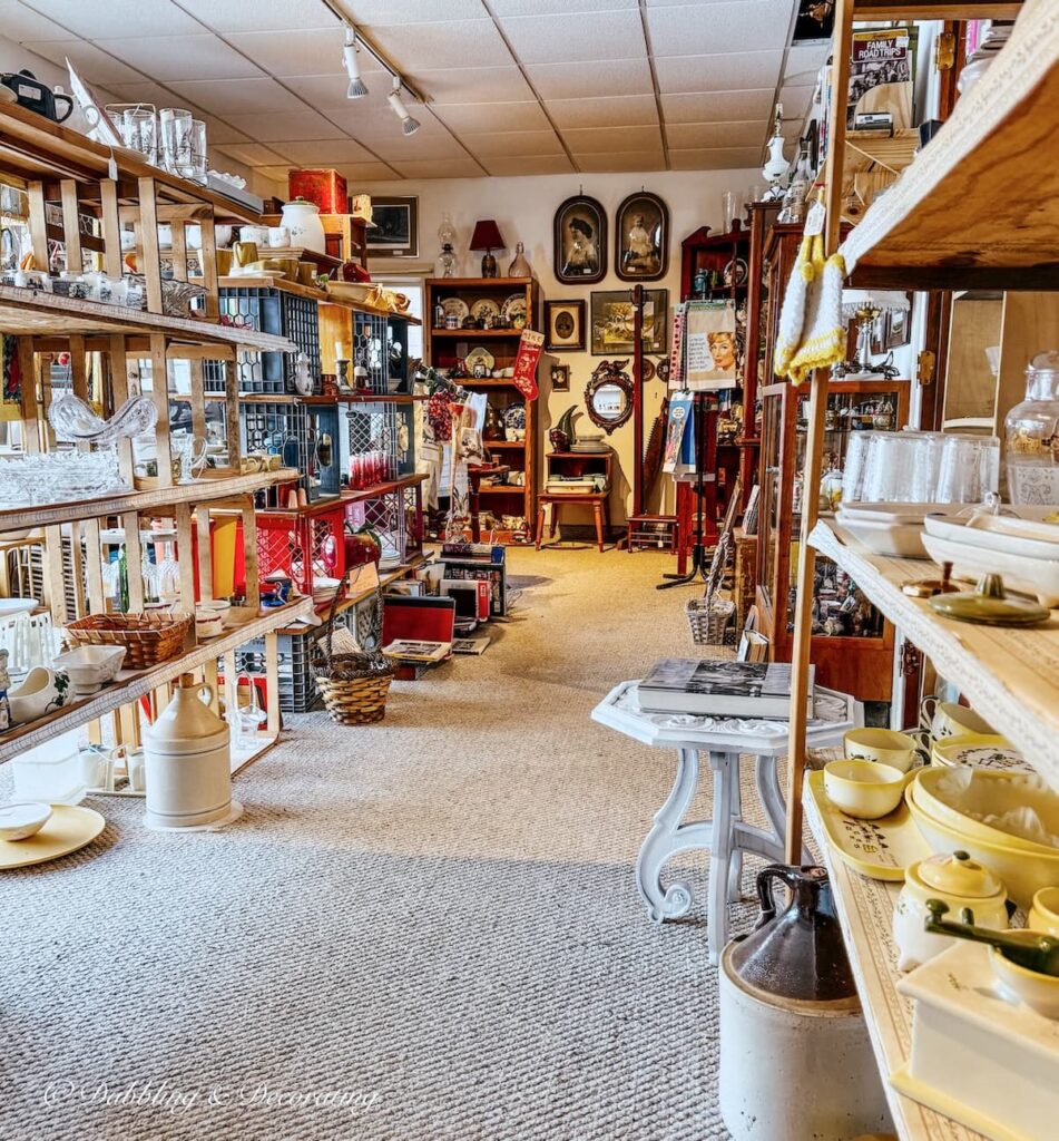 Inside the first room to the right as you enter Eagle Bridge Antique Center in New York.