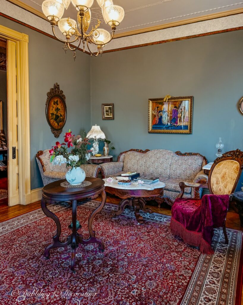 Sitting room inside the Spencer Silver Mansion in Havre de Grace Maryland.