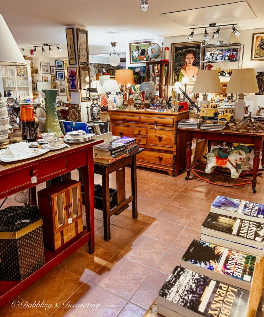 Inside antique store in downtown Knowlton, Quebec.