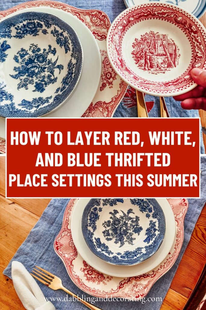 How to Layer Red, white, and blue Thrifted Place Settings This Summer (1)