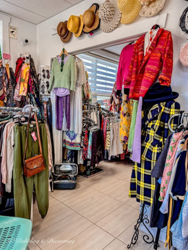 Inside a vintage clothing thrift store in downtown Sutton, Quebec's Eastern Township.