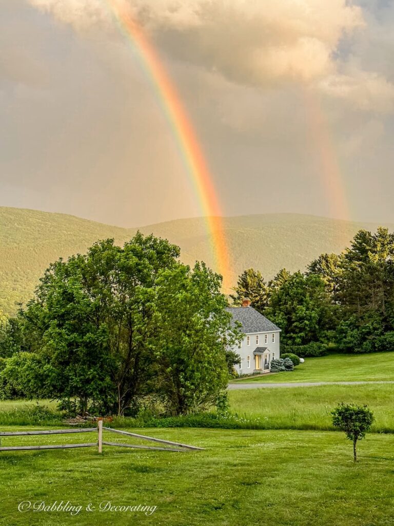 Double rainbow in the mountains of Vermont.