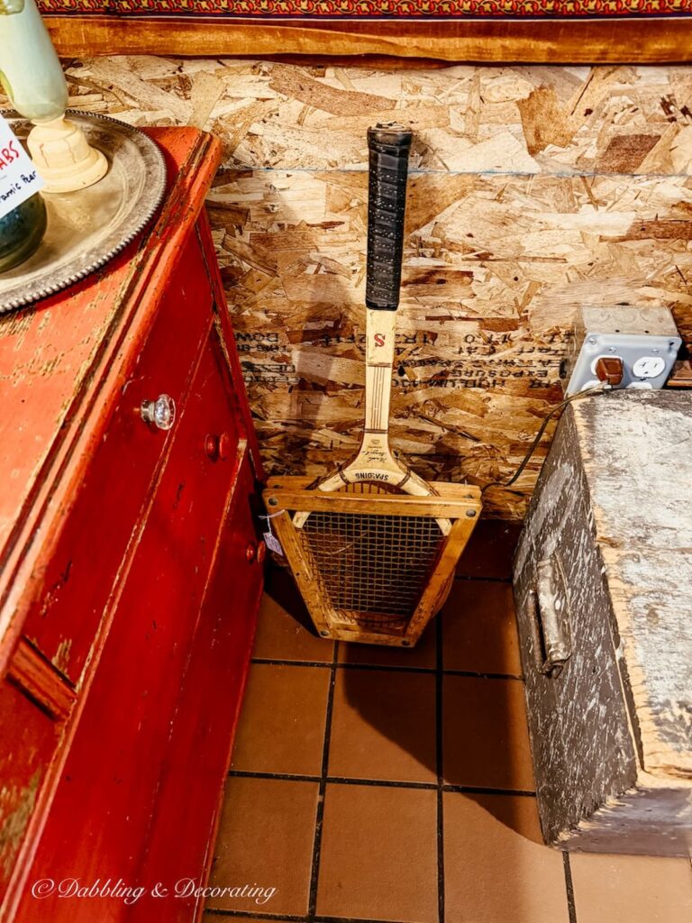 Vintage wooden tennis racket for decorating with antique ideas.