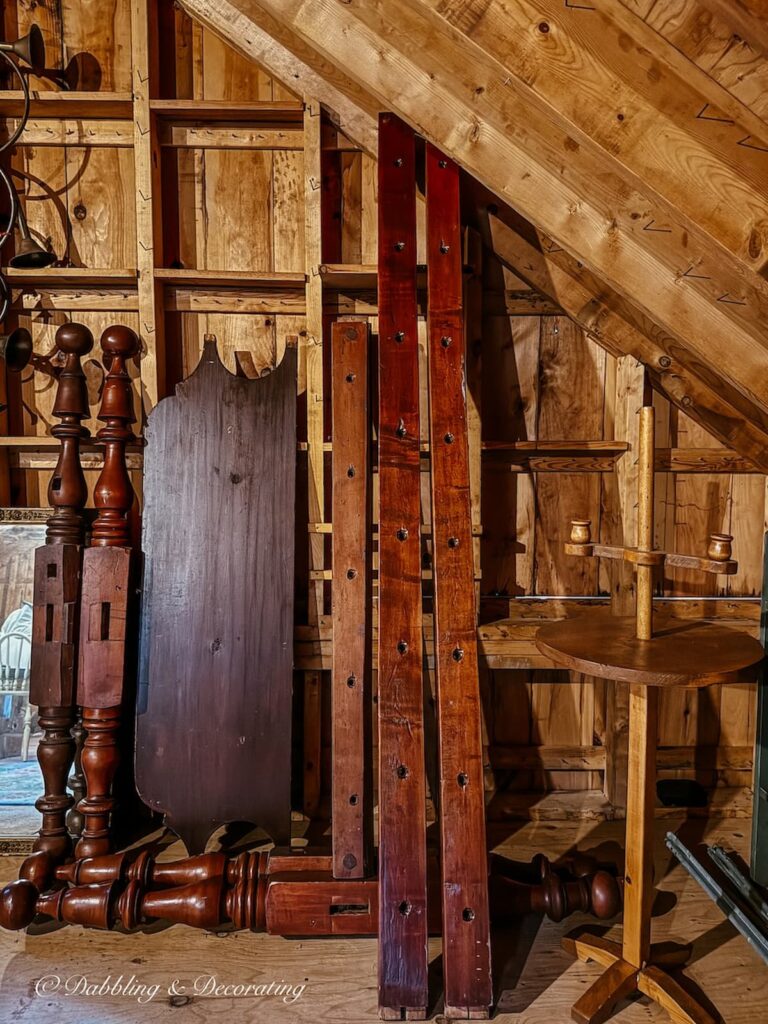 antique rope bed in my parents' attic at our coastal Maine home.