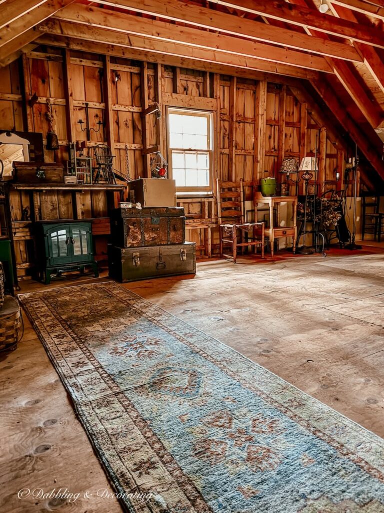 Inside one side of my parents' attic after a thorough cleaning and organization.