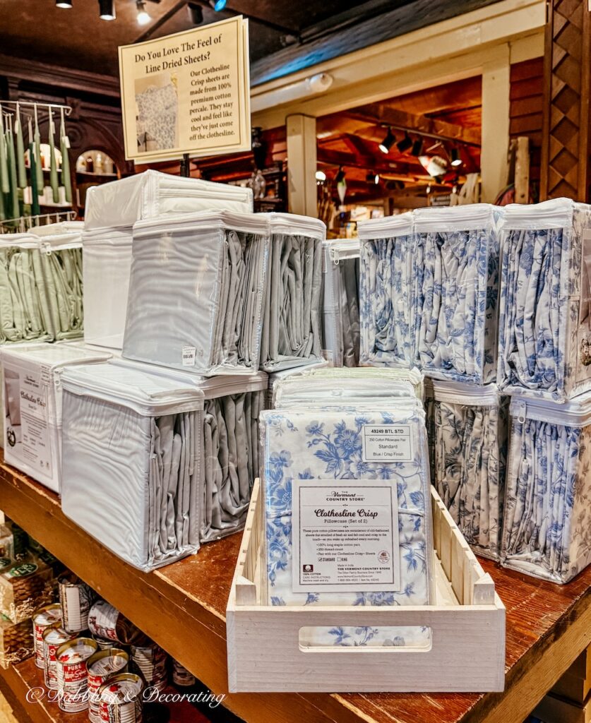 The Vermont Country store's classic clothesline sheets display at the Rockingham store.