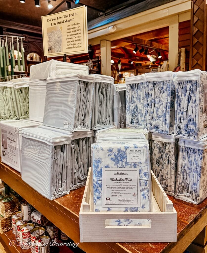 The Vermont Country Store's Clothesline sheet display.