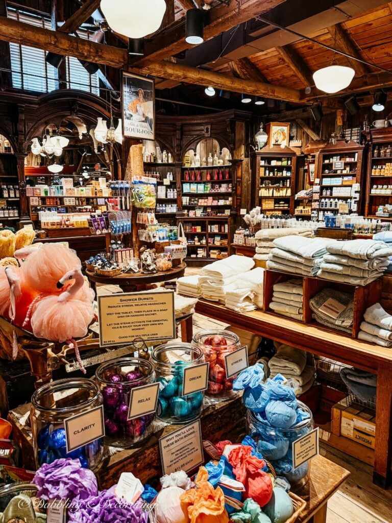 Inside the bath section  of The Vermont Country Store filled with old fashioned household products from days gone by.
