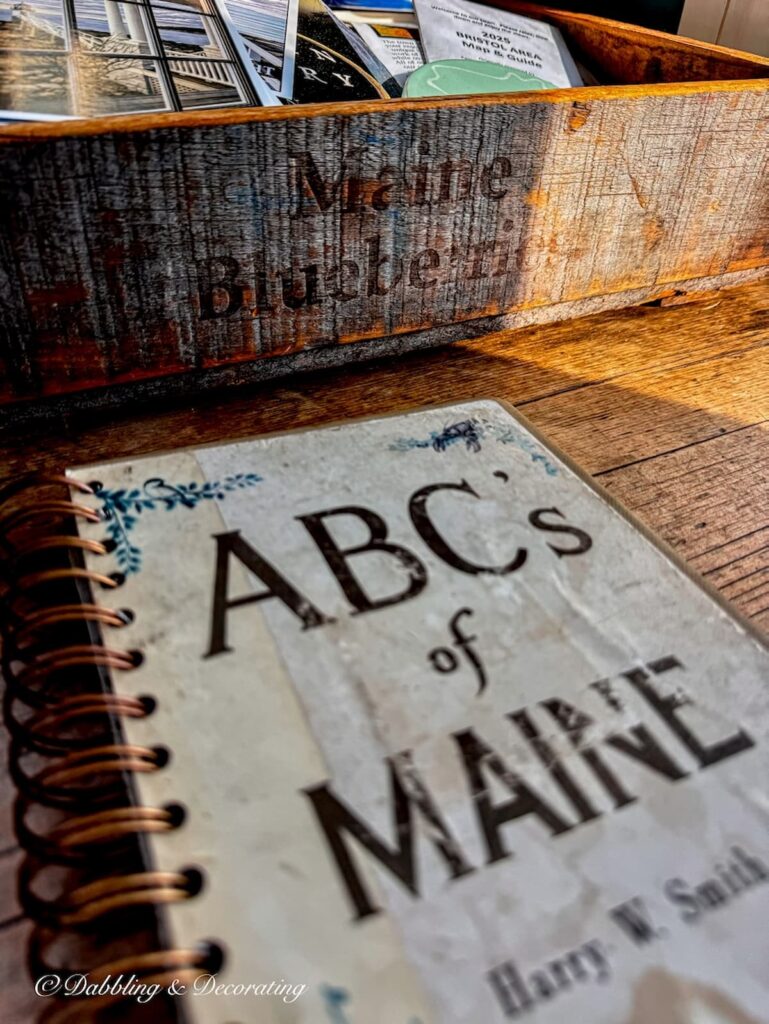 ABC's of Maine spiral bound note guest book inside a Maine guest cottage.