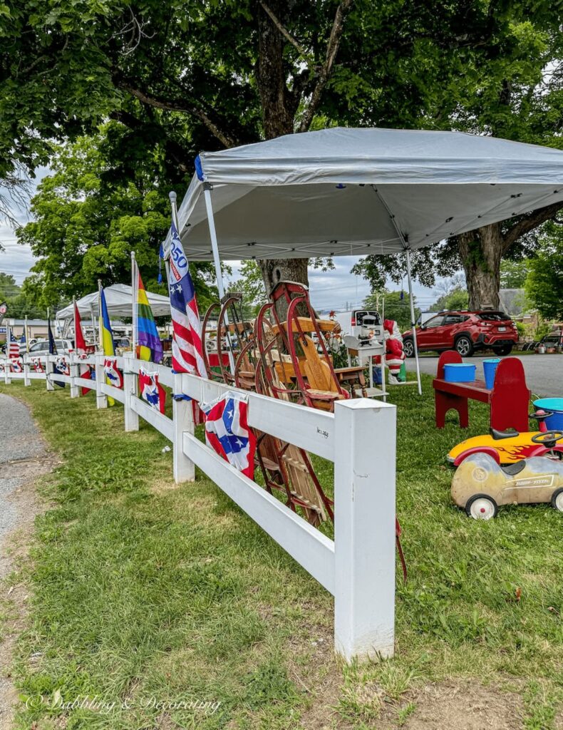 Outdoor flea market just after the Fourth of July somewhere in the Adirondacks.