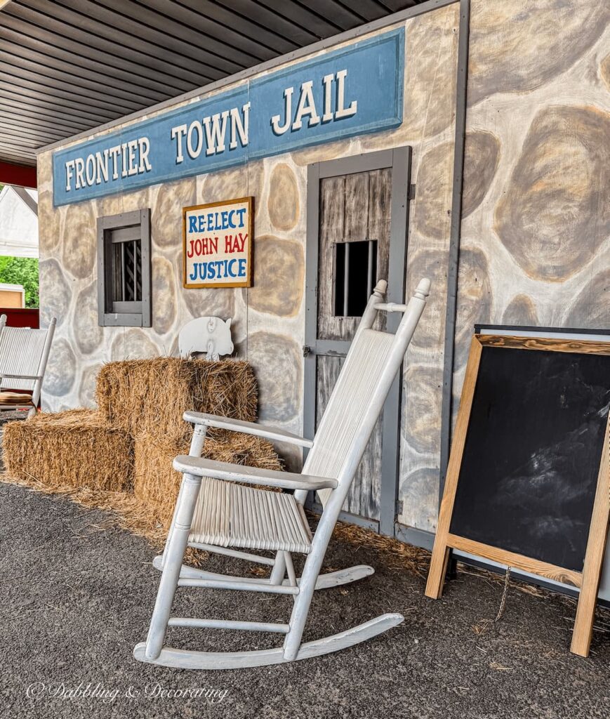 Frontier Town Jail building at Hay Fields Antique Store in the Adirondacks.