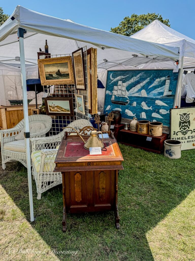 Antique market booth with vintage costal style at Vintage Bazaar New England.