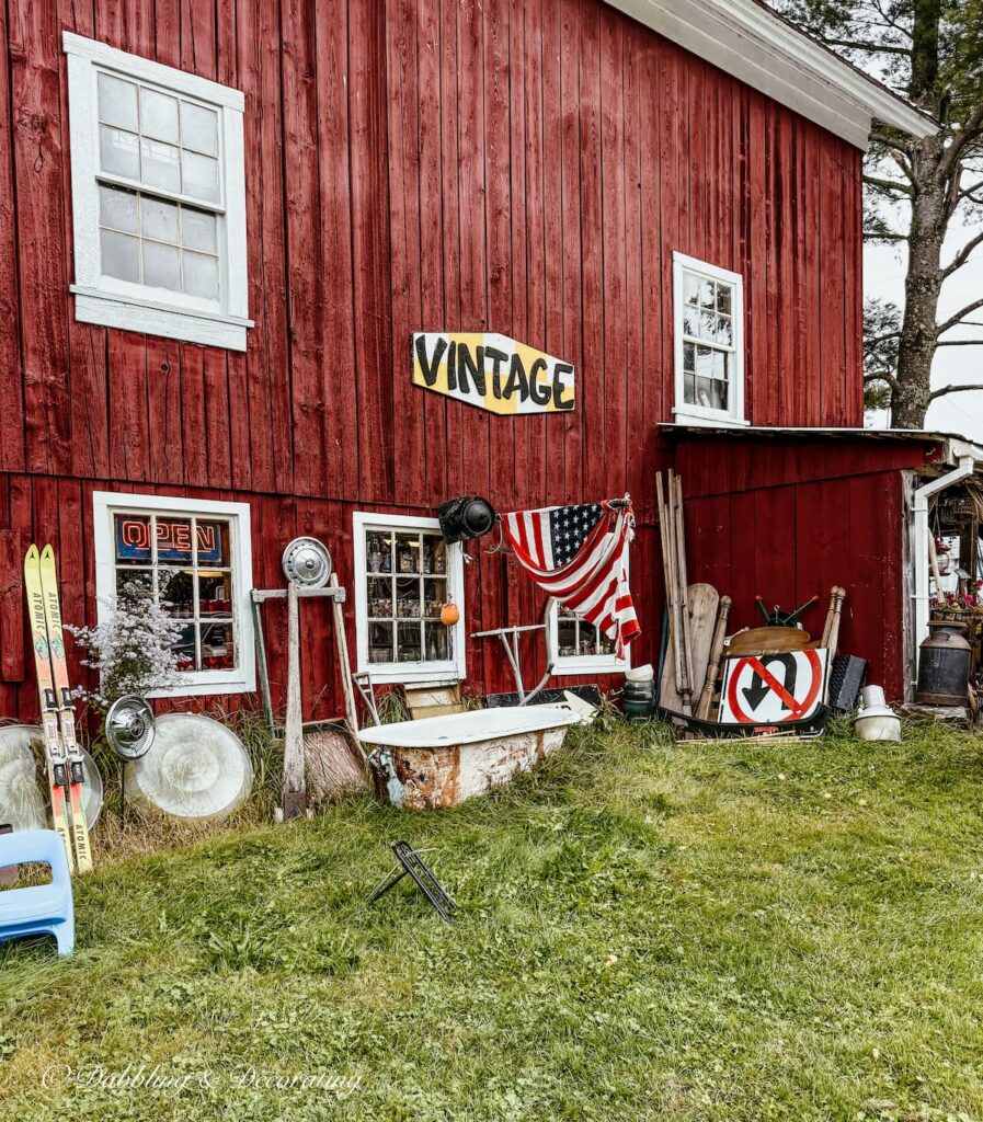 The Vintage Den antique barn antiquing in Vermont.