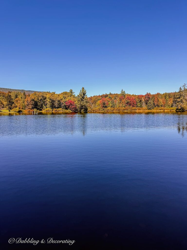 Hapgood Pond in Peru, Vermont during fall foliage.