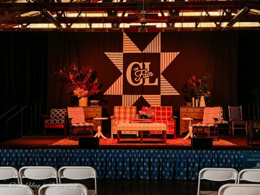 Country Living Fair stage styled as a living room for speakers throughout the event.