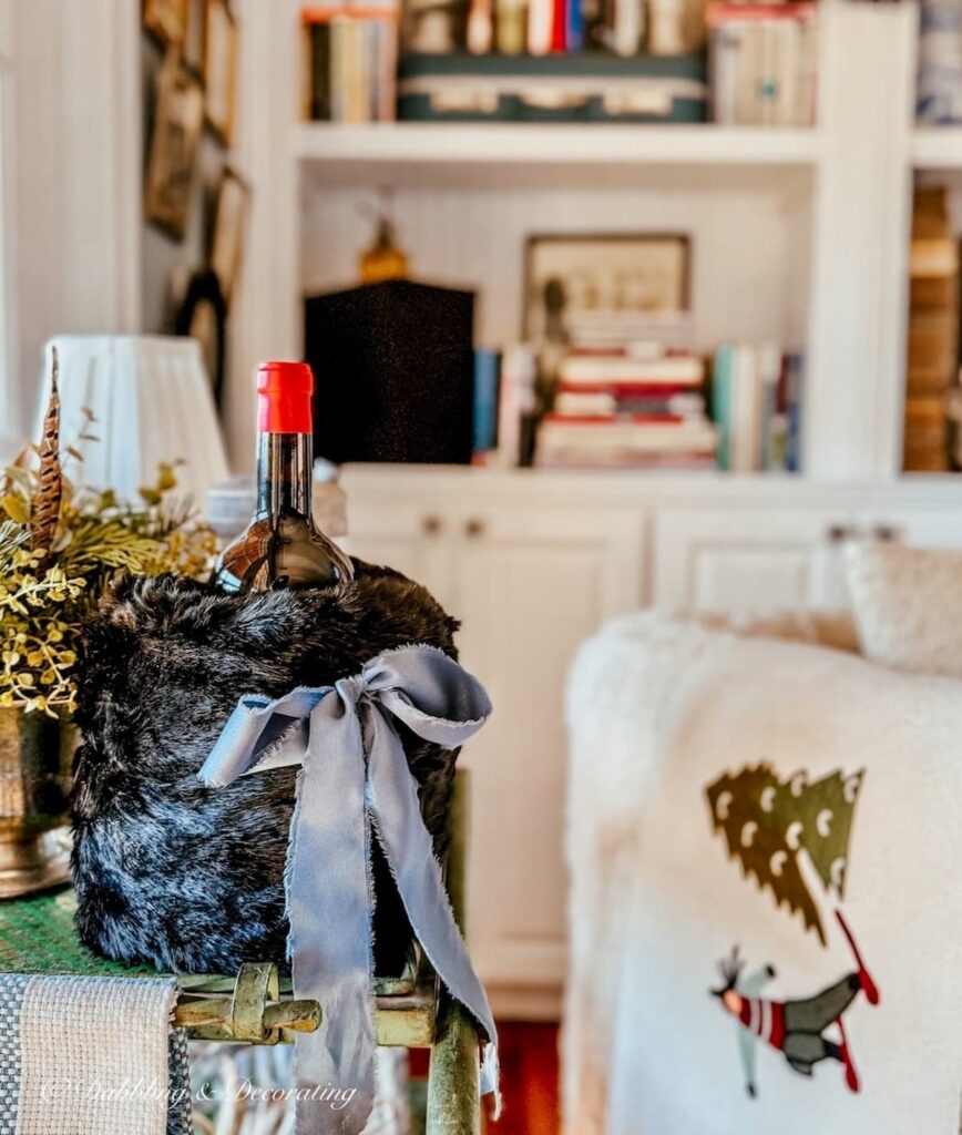 How to Dress Up a Wine Bottle With a Thrifted Fur Muff (The Bougie Way!)